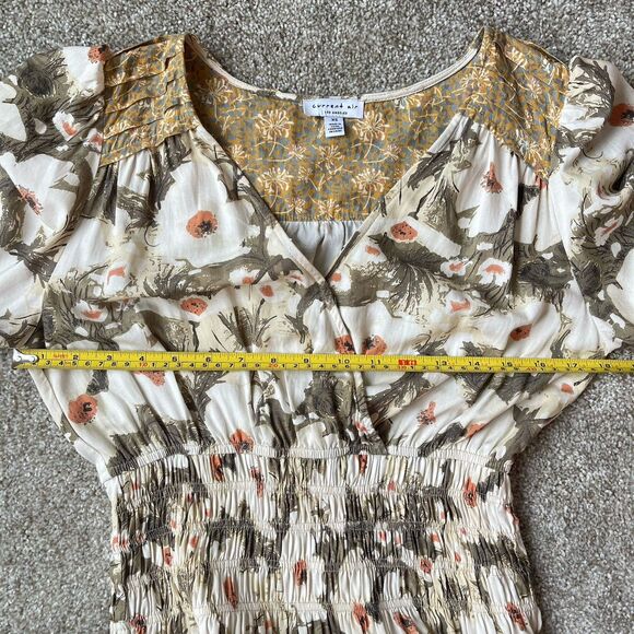 Current Air Patchwork Floral Fairy Earthy Boho Cottage Chic Tiered Midi Dress XS - Picture 10 of 13
